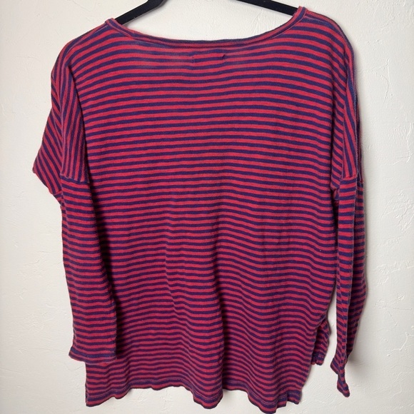Madewell knit melody pocket tee long sleeves red navy striped medium - Picture 9 of 10